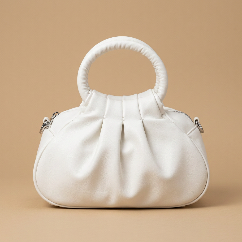 Shoulder Bag with Sculptural Pleats