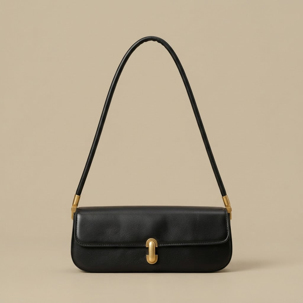 Shoulder Bag with Oblong Clasp