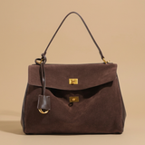 Shoulder Bag for Women in Suede Leather - Work Handbag