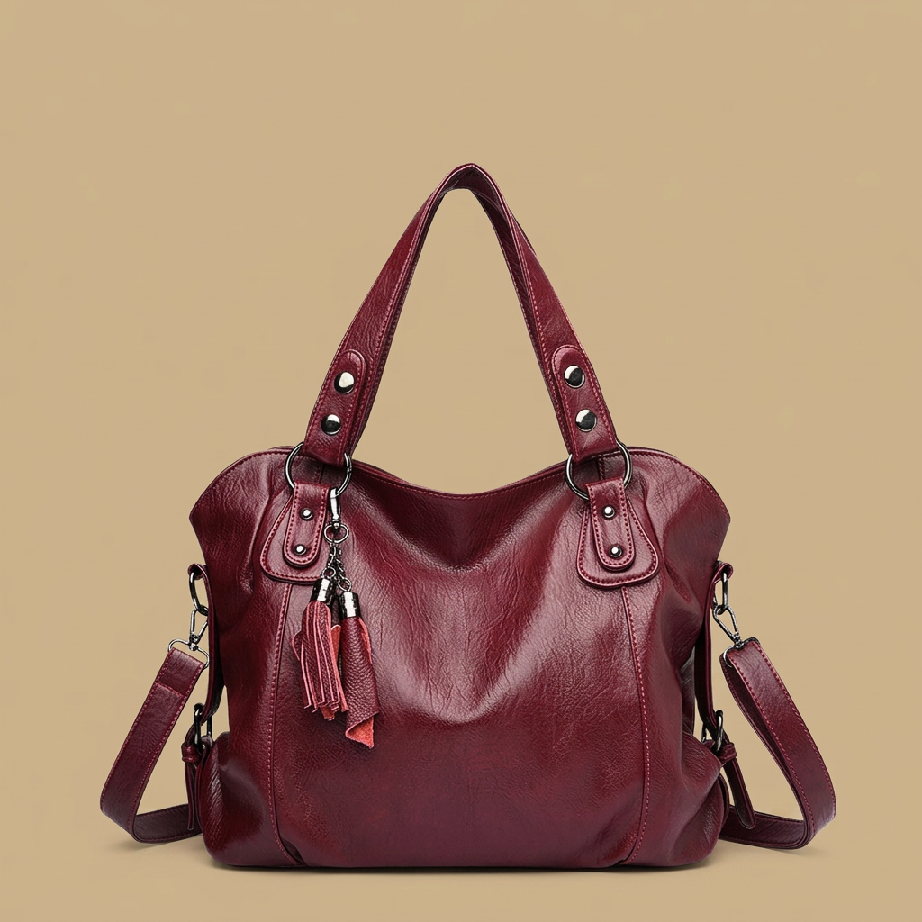 Tote Bag for Women with Studded Leather and Tassel Handbag