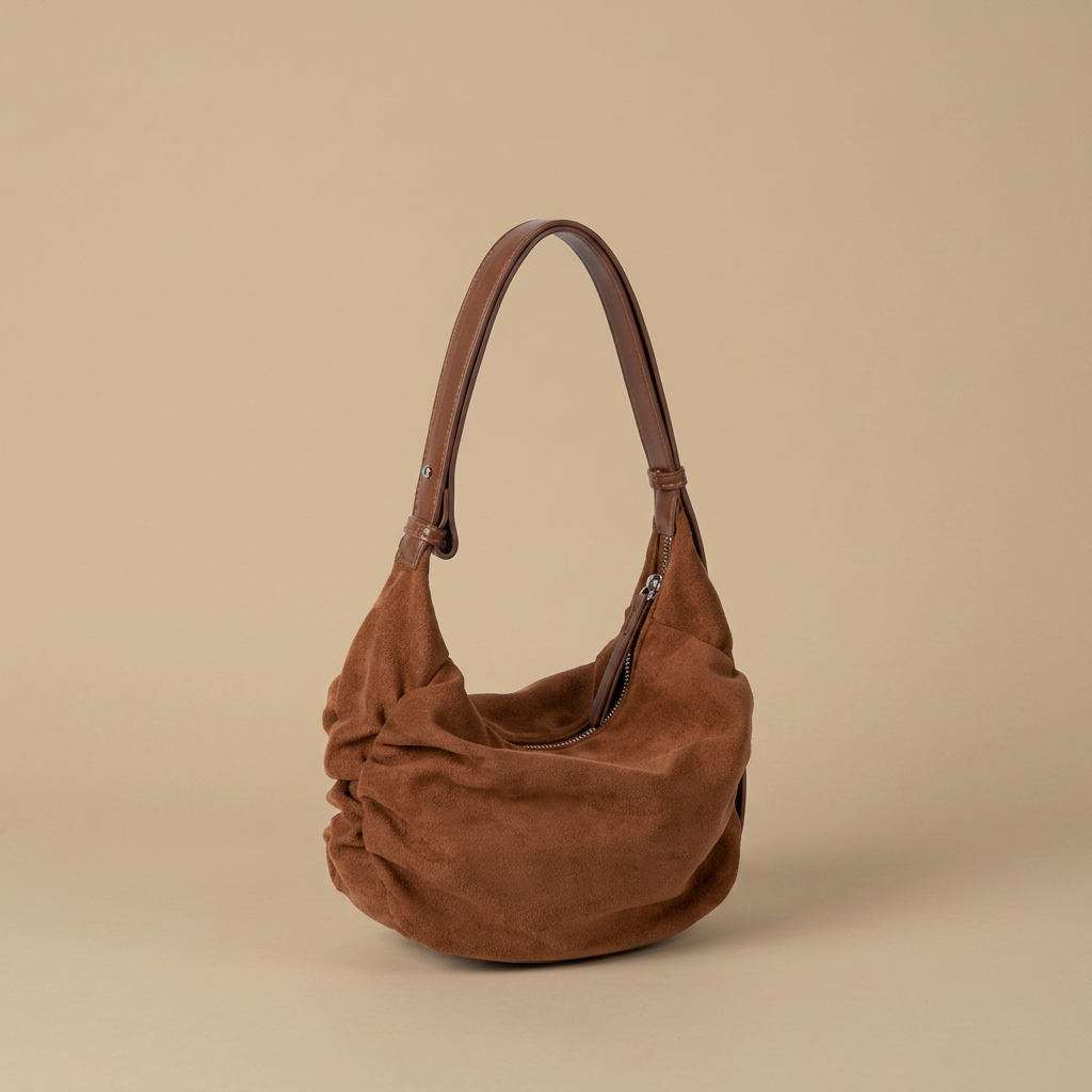 Hobo Bag with Suede Texture