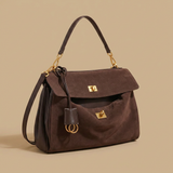 Shoulder Bag for Women in Suede Leather - Work Handbag