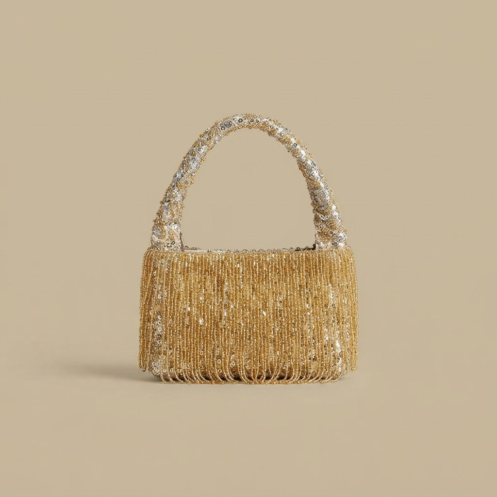 Shoulder Bag with Beaded Fringe