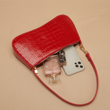Shoulder Bag with Croc Texture
