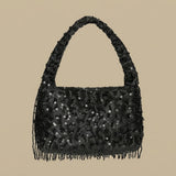 Shoulder Bag with Beaded Fringe