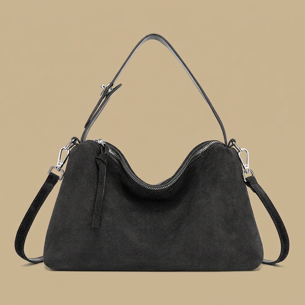 Genuine Suede Leather Tote Shoulder Bag