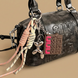 Shoulder Bag with Raised Lettering