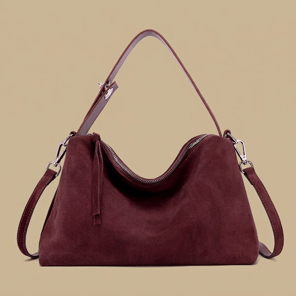 Genuine Suede Leather Tote Shoulder Bag