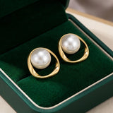 Organic Halo Pearl Stud Earrings