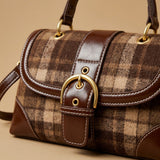 Shoulder Bag with Plaid Finish