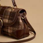 Shoulder Bag with Plaid Finish