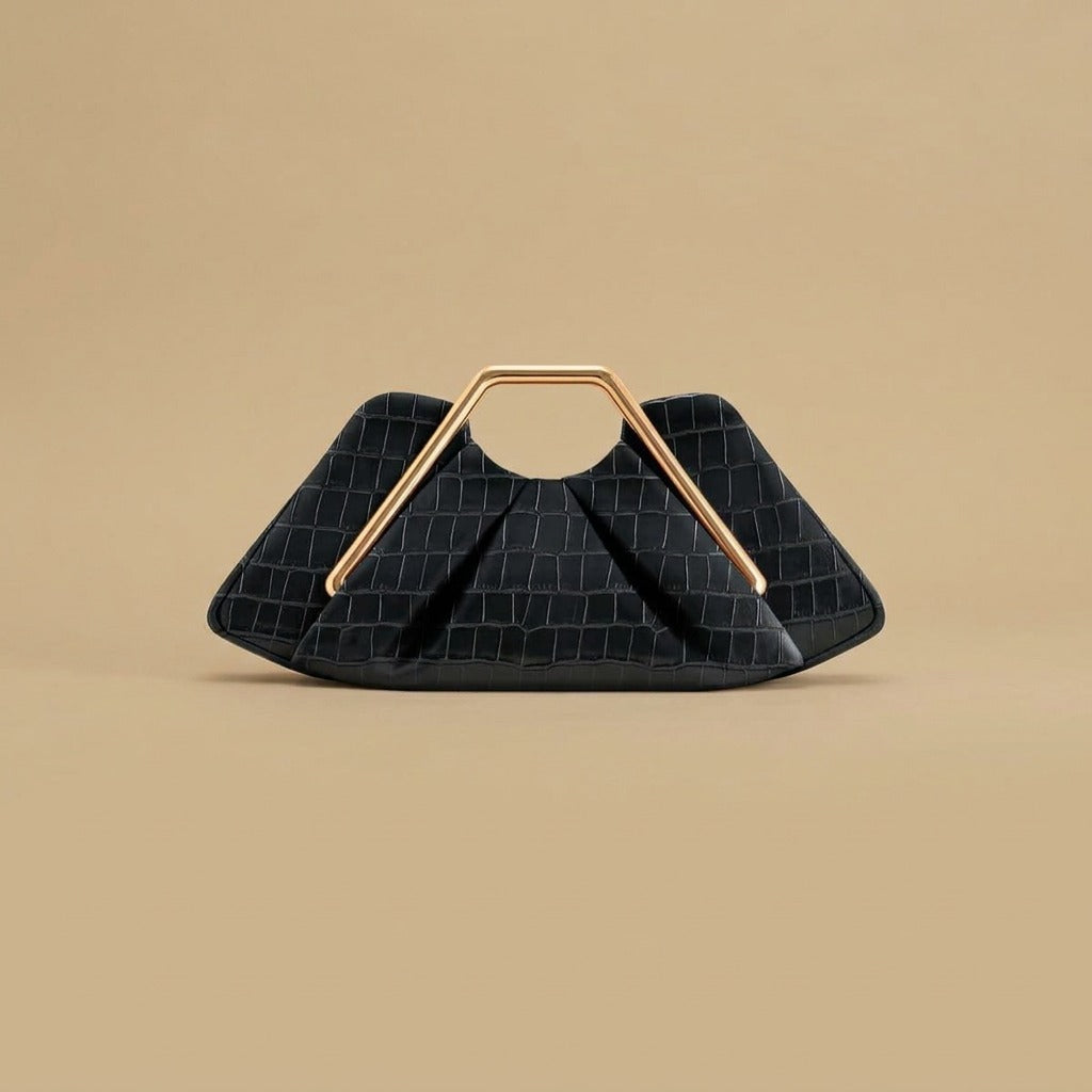 Shoulder Bag with Geometric Handle