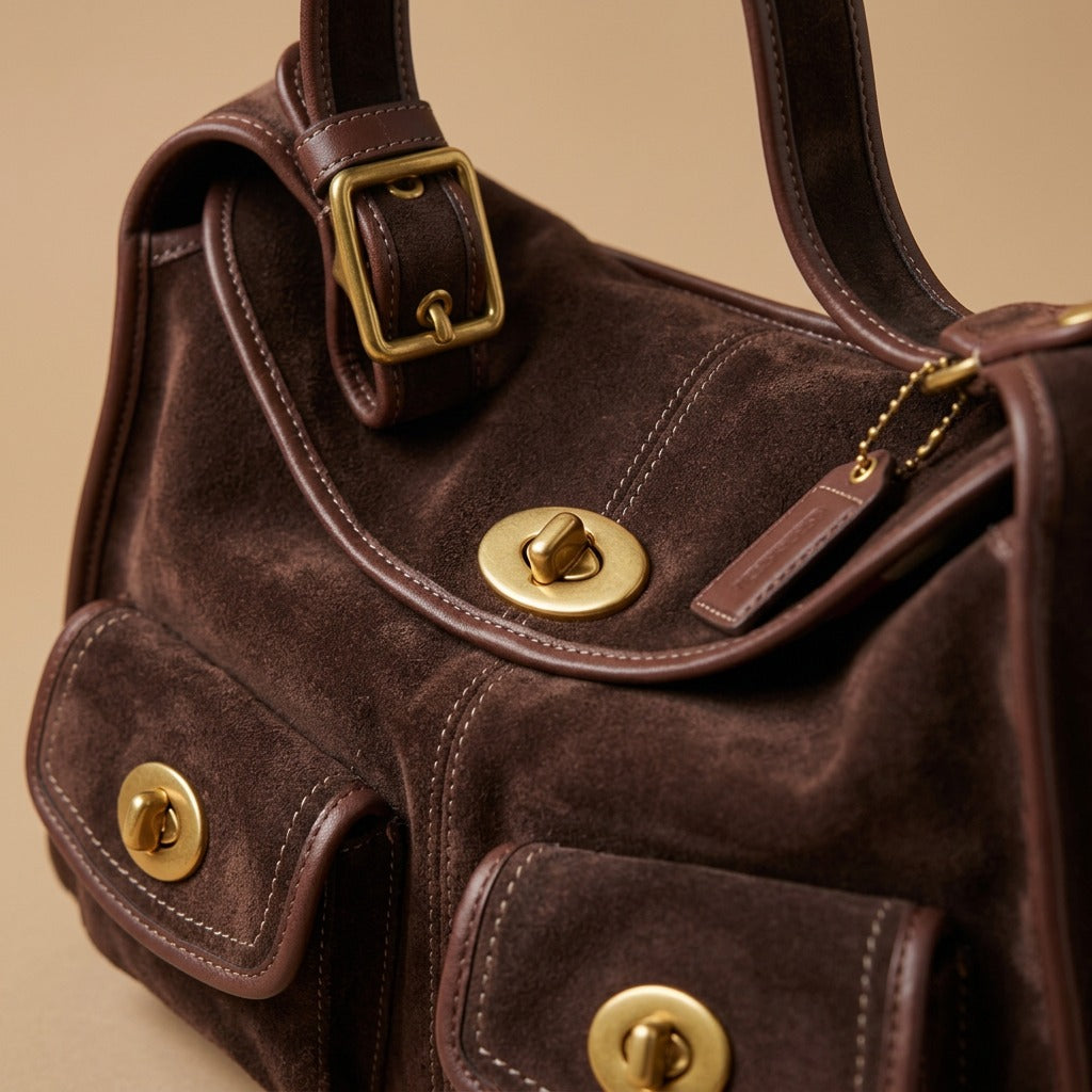Shoulder Bag with Twin Front Pockets