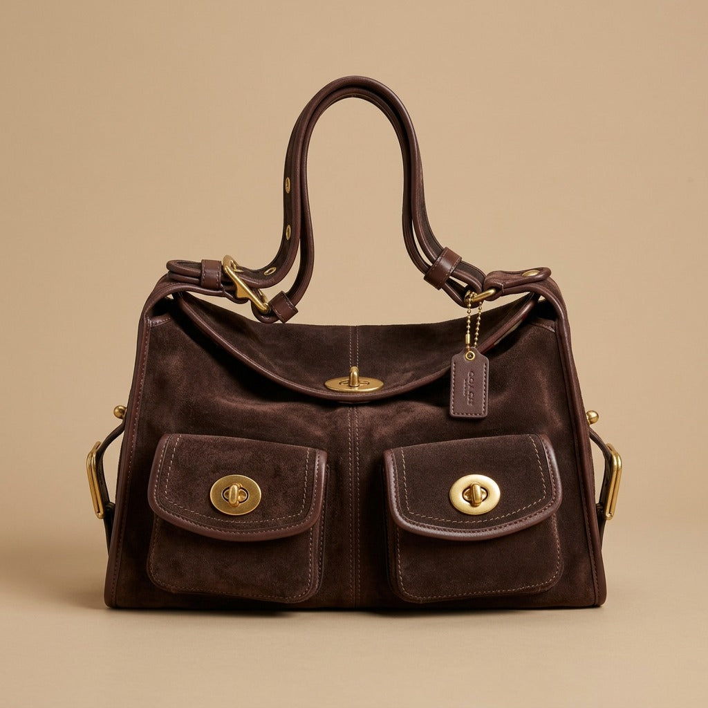 Shoulder Bag with Twin Front Pockets