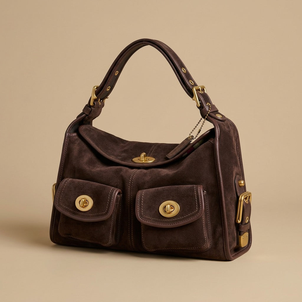 Shoulder Bag with Twin Front Pockets