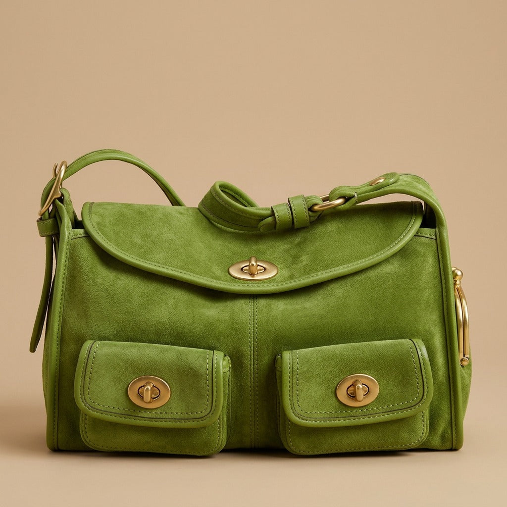 Shoulder Bag with Twin Front Pockets