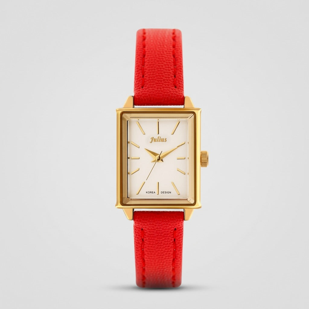 Julius Rectangular Simple Art Retro Wild Belt Quartz Watch Waterproof Ladies Watch