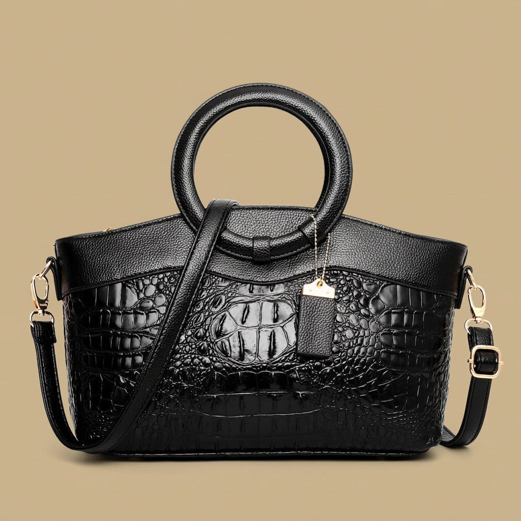 Tote Bag with Crocodile-Effect Finish