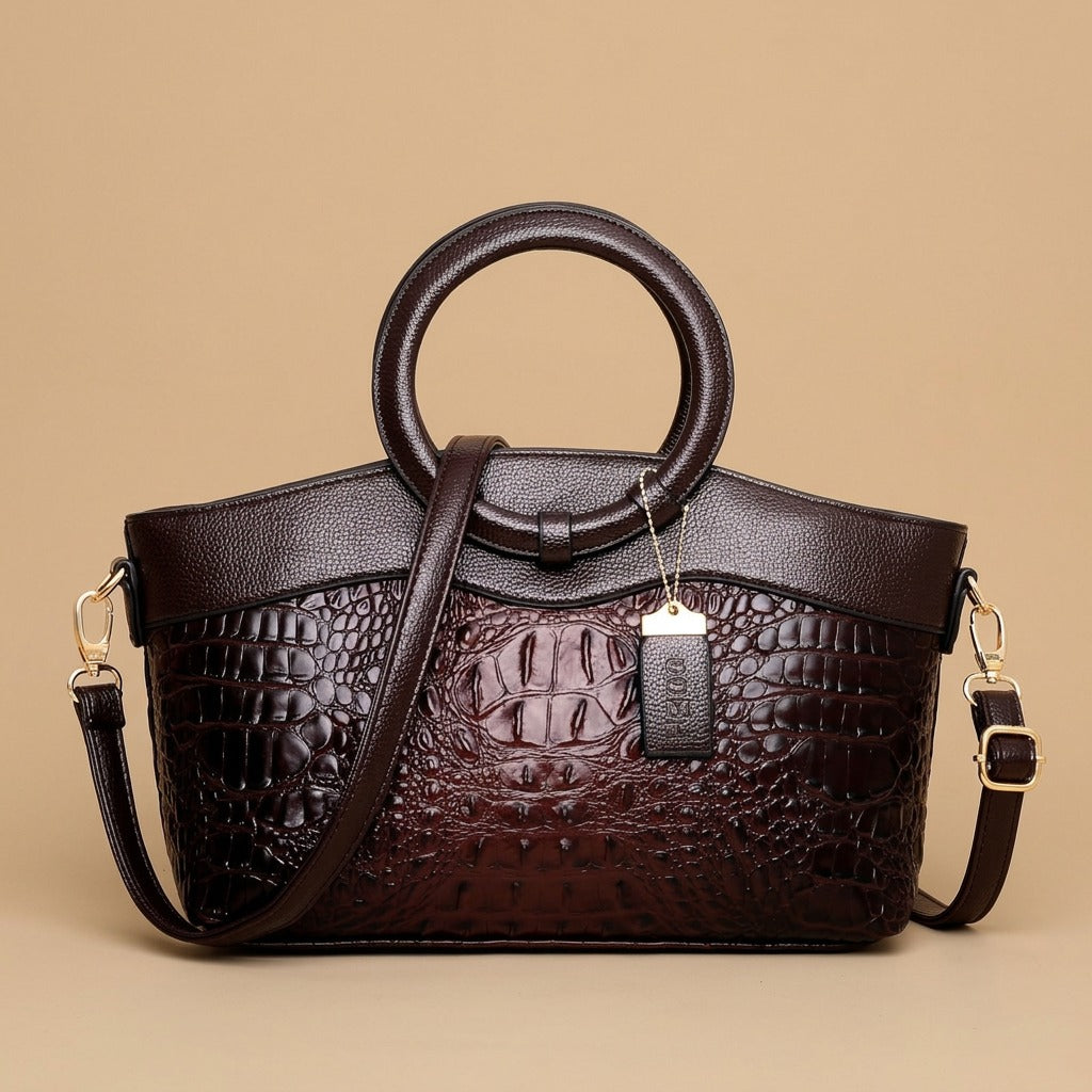 Tote Bag with Crocodile-Effect Finish