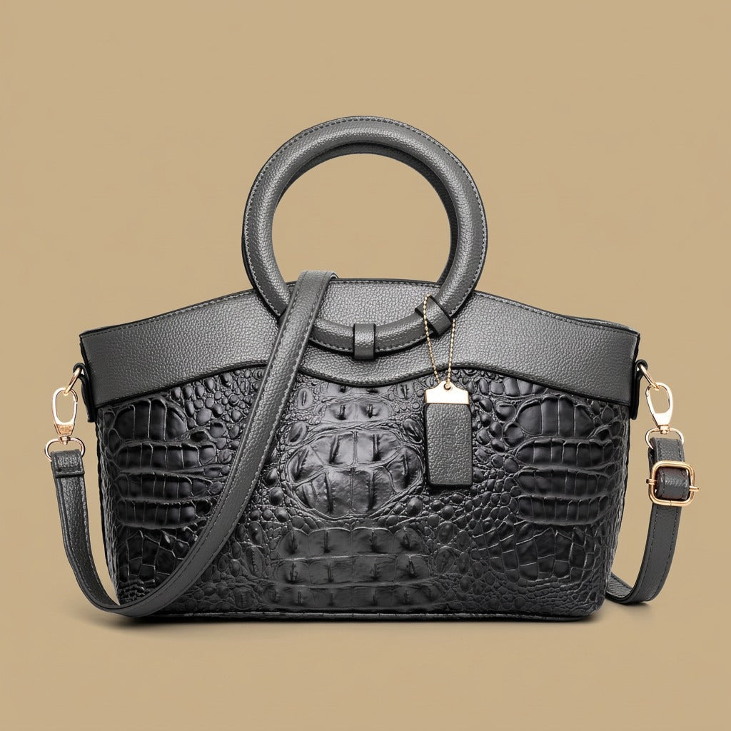 Tote Bag with Crocodile-Effect Finish