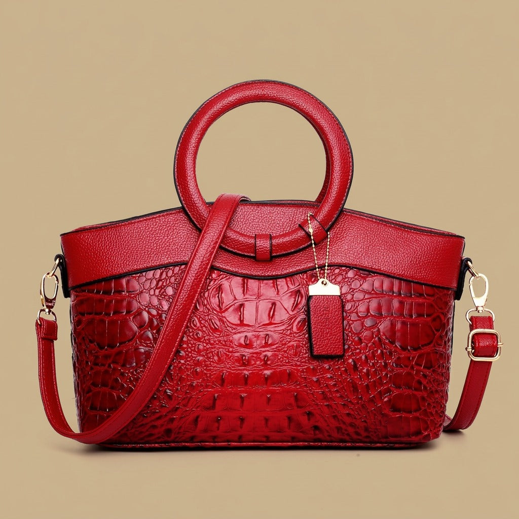 Tote Bag with Crocodile-Effect Finish