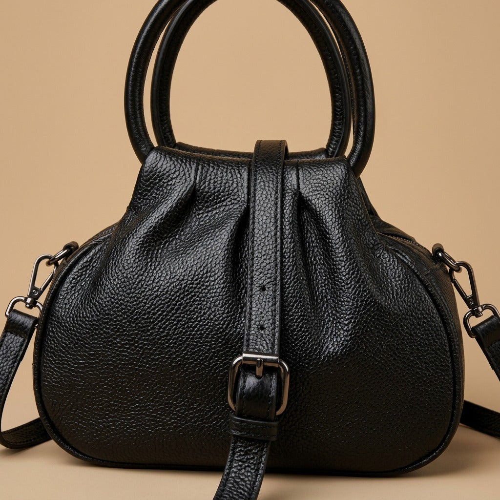 Shoulder Bag with Pleated Front