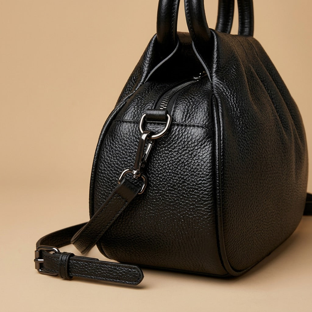 Shoulder Bag with Pleated Front