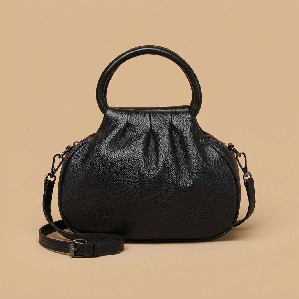 Shoulder Bag with Pleated Front