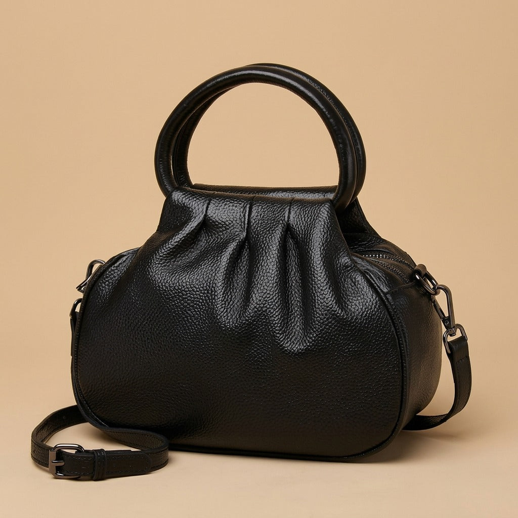 Shoulder Bag with Pleated Front