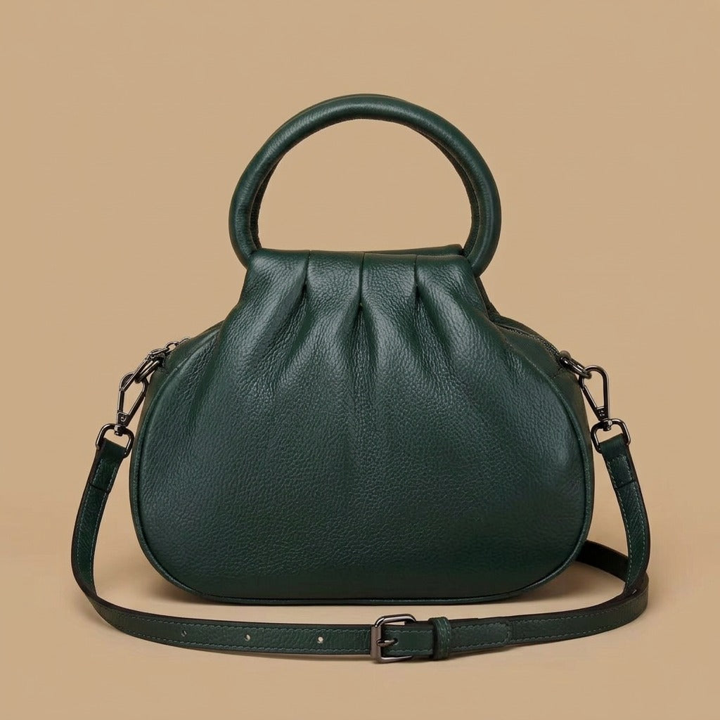 Shoulder Bag with Pleated Front