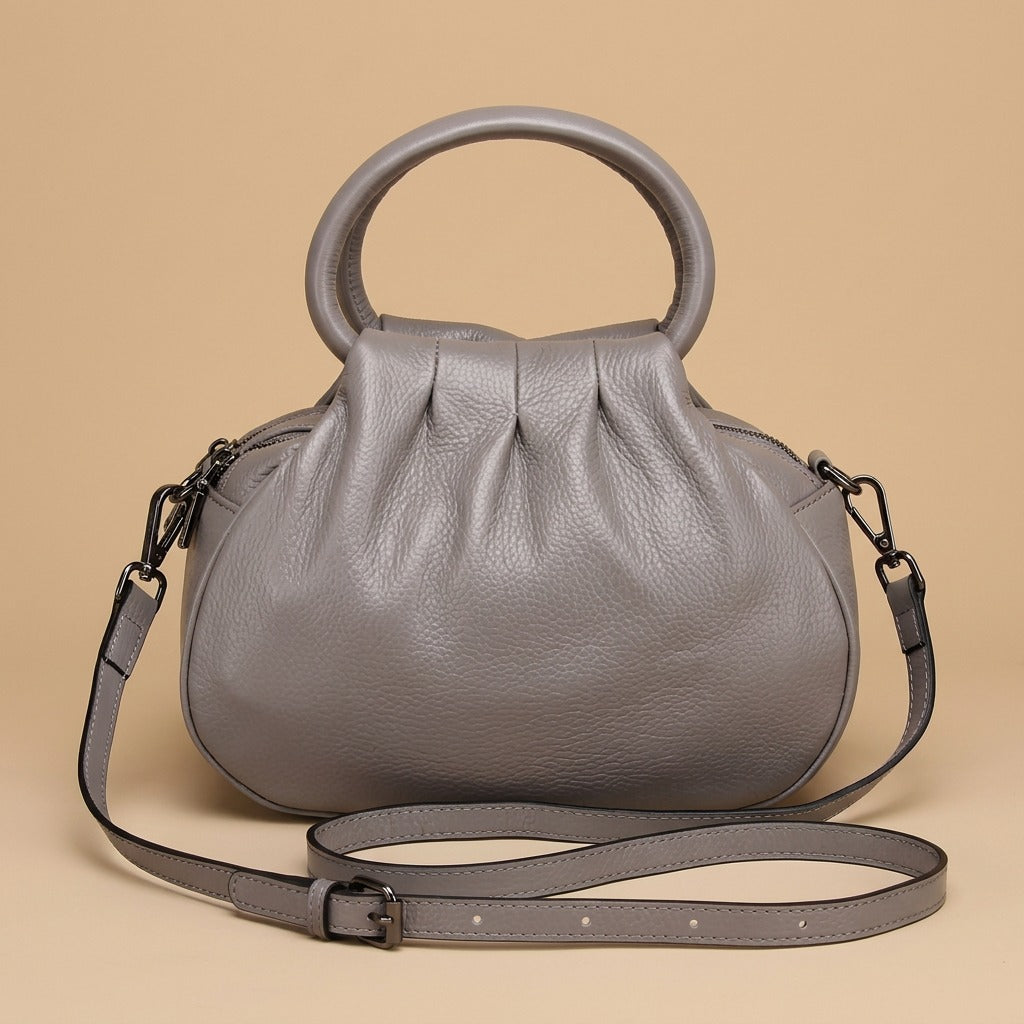 Shoulder Bag with Pleated Front