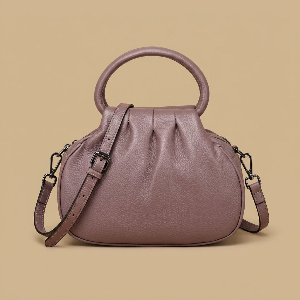 Shoulder Bag with Pleated Front