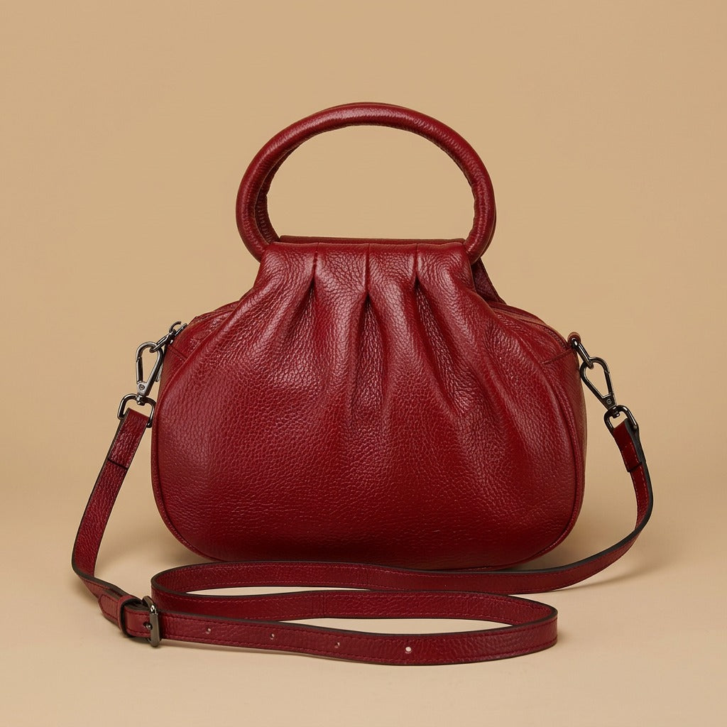 Shoulder Bag with Pleated Front