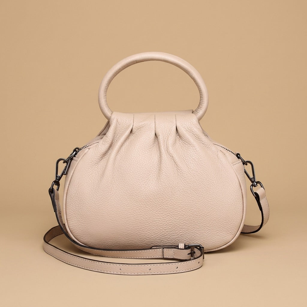 Shoulder Bag with Pleated Front