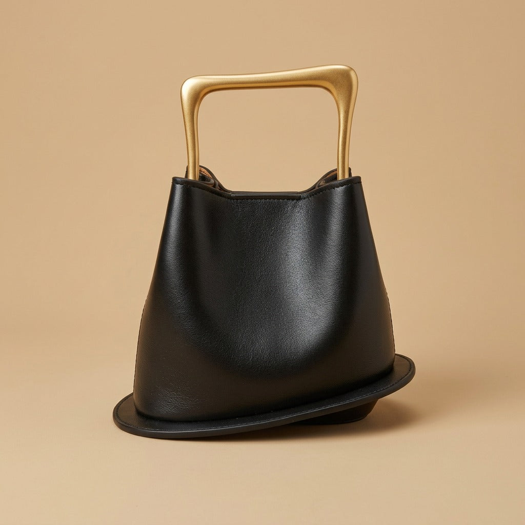 Hobo Bag with Gold Handle