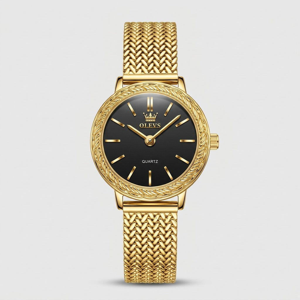 Vintage Fashion Square Quartz Watch With Rhinestones