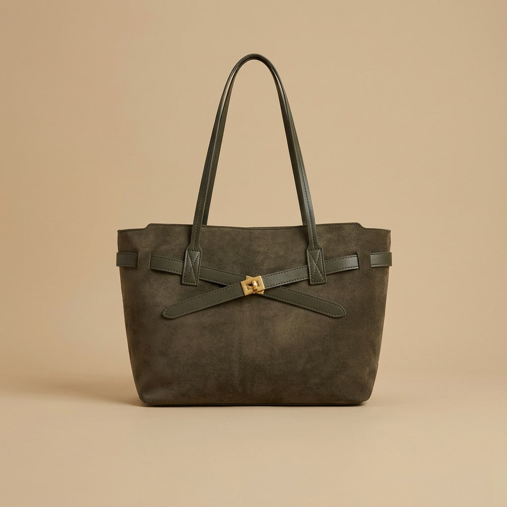 Tote Bag with Gold Buckle
