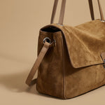 Shoulder Bag with Suede Flap