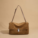 Shoulder Bag with Suede Flap