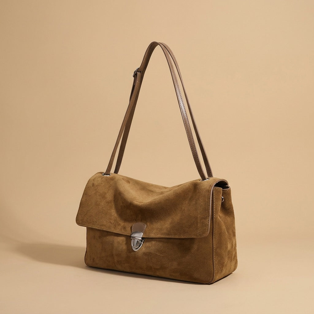 Shoulder Bag with Suede Flap