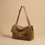 Shoulder Bag with Suede Flap