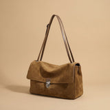 Shoulder Bag with Suede Flap