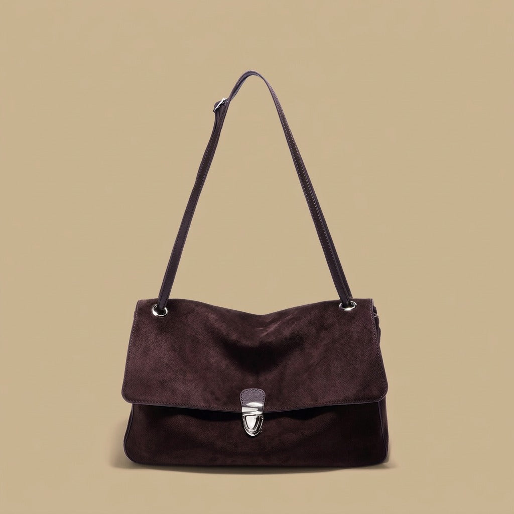 Shoulder Bag with Suede Flap