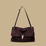 Shoulder Bag with Suede Flap