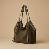 Hobo Bag with Buckled Suede Straps