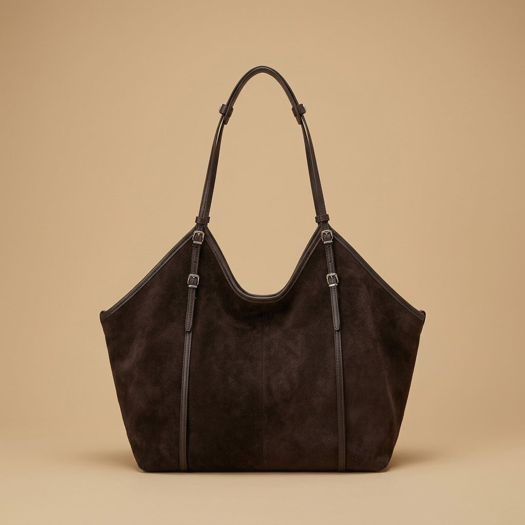 Hobo Bag with Buckled Suede Straps