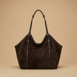 Hobo Bag with Buckled Suede Straps