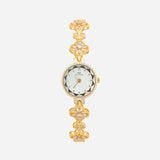 Flower Link Gold Watch