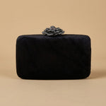 Velvet Clutch Bag with Crystal Flower Clasp