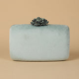 Velvet Clutch Bag with Crystal Flower Clasp